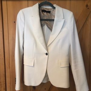 White Zara Blazer With Suede Elbow Pads Sz. M